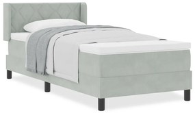 Boxspring Ágy Mattal Világosszürke 90x190 cm Bársony
