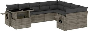 vidaXL 10 részes szürke polyrattan kerti ülőgarnitúra párnákkal