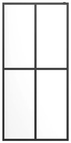 Fekete ESG üveg és alumínium zuhanyfal polccal 90 x 195 cm
