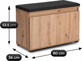 PRATO 80 cm-es cipősszekrény Artisan tölgy/grafit színben