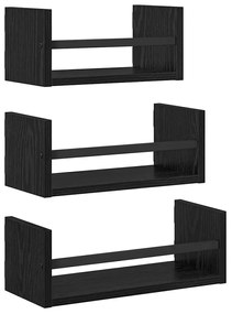 vidaXL Fali polc készlet 3 pcs Fekete tölgy 40x16x14cm Faanyag