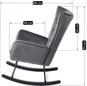 Hintaszék szürke színben, velúr kárpittal JACKSON