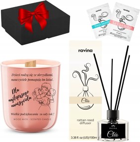 Ajándék Szett 4in1 Ajándék Doboz Tanár Gyertya Diffúzor Medál