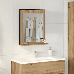 Fürdőszobai Tükör Kézműves Tölgy 50x12x60 cm Fából