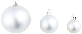 100 darabos ezüstszínű karácsonyi gömb készlet 3/4/6 cm
