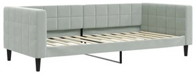 világosszürke bársony kanapéágy 90 x 200 cm