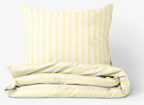 Goldea pamut ágyneműhuzat - sárga csíkos 200 x 200 és 2db 70 x 90 cm