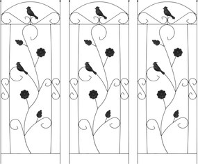 vidaXL Kerti Kerítés 3 pcs Fekete 110 x 40 cm Acél