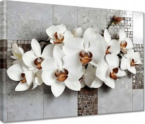 Vászonkép 40x30 Fehér orchideák és mozaik