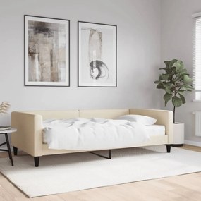 krémszínű szövet kanapéágy matraccal 100x200 cm