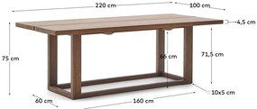 Natúr színű teakfa étkezőasztal 100x220 cm Sashi – Kave Home