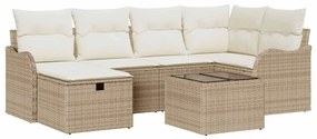 vidaXL Kerti Kanapé Szett párnával tárolóval 7 pcs Bézs Poli rattan