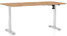 OfficeTech A állítható magasságú asztal, 160 x 80 cm, fehér alap, craft tölgy
