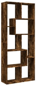 füstös tölgy szerelt fa elválasztó könyvespolc 67x25x161,5 cm