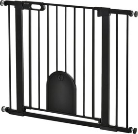 PawHut Háziállat Biztonsági Kapu 75-103 cm Lépcsőkhöz és Ajtókhoz 2 Kiterjesztéssel, Automatikus Zárral és Dupla Zárási Rendszerrel - Fekete | Aosom