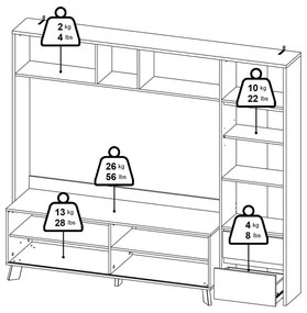 Fehér-natúr színű nappali bútor szett tölgyfa dekorral 209x183x48 cm Next – Tvilum