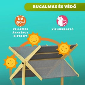 SANDY homokozó tetővel, lucfenyő, 120x120x120 cm Jurhan