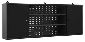 Függő műhelyszekrény LEO, 1600 x 600 x 200 mm, All Black: fekete