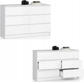 Komód szekrény K120 6 fiókos fehér Akd