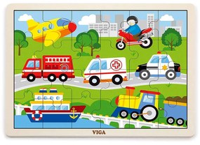 Gyermek fa puzzle Viga járművek