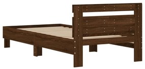 barna tölgy színű fejtámlás ágykeret matrac nélkül 100 x 200 cm