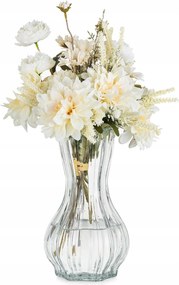 Üveg Virágváza átlátszó magas 26 cm dekoratív