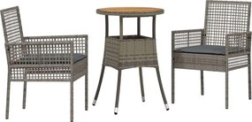 vidaXL Kert étkező szett 3 pcs Szürke polirattan