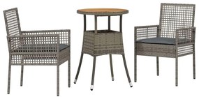 vidaXL Kert étkező szett 3 pcs Szürke polirattan