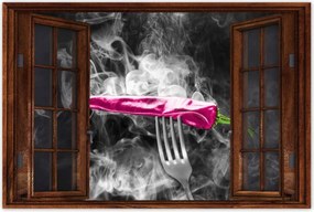 Poszterek 90x60 Rózsaszín paprika a füstben