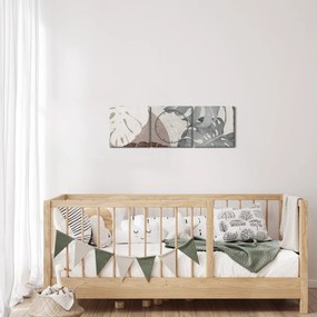 Kép - Design levelekkel (órával) (90x30 cm)