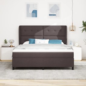 Boxspring Ágy Matrac nélkül Sötétbarna, 180x200 cm, Szövet