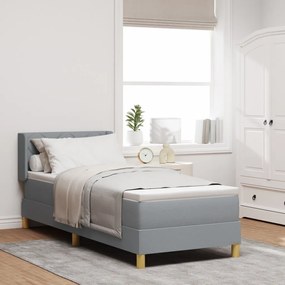 Boxspring ágy matraccal, világosszürke, 80 x 200 cm, szövet