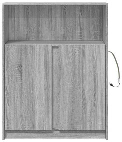 szürke sonoma szerelt fa tálalószekrény LED-del 77x34x100 cm