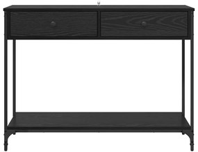 vidaXL Konzolasztal fiókkal Fekete tölgy 100 x 34,5 x 75 cm Faanyag