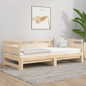 tömör fenyőfa kihúzható kanapéágy 2 x (80 x 200) cm