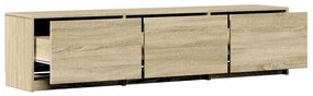 sonoma tölgy színű szerelt fa TV-szekrény LED-del 165x34x40 cm
