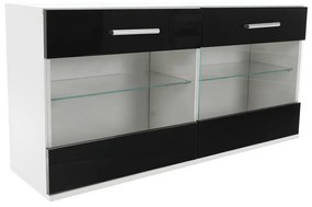 Nappali sor LED világítással, fehér/fekete- extra magas fényű HG, LEO