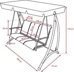 Avenberg ARUBA 3 személyes kerti hinta