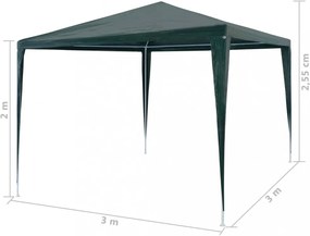 zöld PE rendezvénysátor 3 x 3 m