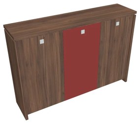 Verno közepes gardrób 188 x 46 x 130 cm, kombinált ajtó, dió / piros