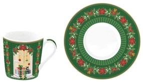 Karácsonyi porcelán eszpresszó kávés csésze + alj 100 ml 6 személyes díszdobozban Festive Avenue