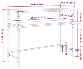 barna tölgyszínű szerelt fa tálalóasztal 100x35,5x75 cm
