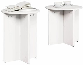 Dohányzóasztal 2 pcs Fehér 41.5 x 41.5 x 41 cm Tömör fenyőfa