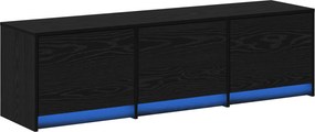 vidaXL TV szekrény leddel Fekete tölgy 140 x 34 x 40 cm Faanyag