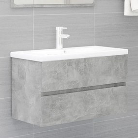 Betonszürke szerelt fa mosdószekrény 80 x 38,5 x 45 cm