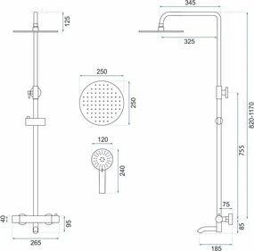 Rea Lungo, zuhanygarnitúra termosztatikus csapteleppel, fehér, REA-P6608