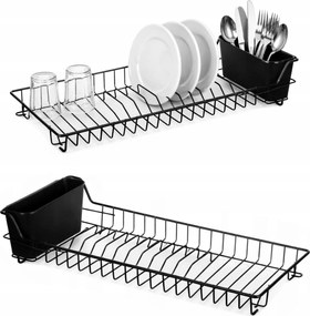 Evőeszköz csepegtető Edényszárító Fekete fém Tányér Hosszú