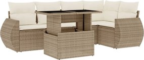 vidaXL 6 részes bézs polyrattan kerti ülőgarnitúra párnával
