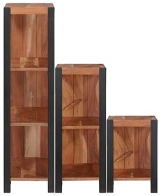 Könyvespolc 3 pcs Barna 50 x 30 x 110 cm Tömör akácfa