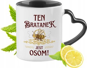 Unokaöcsémnek Fekete Bögre Szív Alakú Füllel Ajándék Nyomtatott